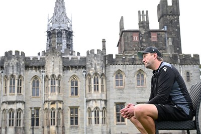 290926 - Cardiff Rugby Press Conference - Picture shows Cardiff Rugby head coach, Corniel Van Zyl outside Cardiff Castle in Cardiff, Wales during a press conference ahead of his sides URC match against Zebre