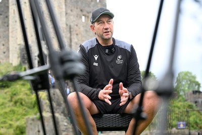 290926 - Cardiff Rugby Press Conference - Picture shows Cardiff Rugby head coach, Corniel Van Zyl outside Cardiff Castle in Cardiff, Wales during a press conference ahead of his sides URC match against Zebre