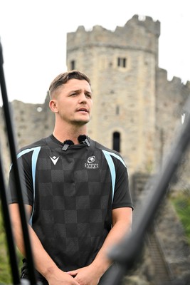 290926 - Cardiff Rugby Press Conference - Picture shows Cardiff Rugby player Callum Sheedy outside Cardiff Castle in Cardiff, Wales during a press conference ahead of his sides URC match against Zebre