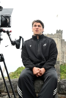 290926 - Cardiff Rugby Press Conference - Picture shows Cardiff Rugby player Teddy Williams outside Cardiff Castle in Cardiff, Wales during a press conference ahead of his sides URC match against Zebre