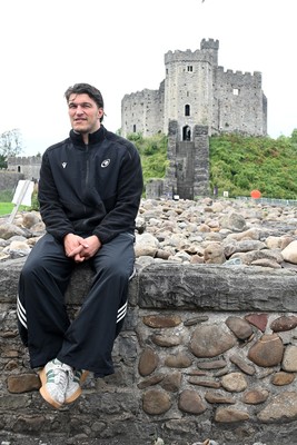 290926 - Cardiff Rugby Press Conference - Picture shows Cardiff Rugby player Teddy Williams outside Cardiff Castle in Cardiff, Wales during a press conference ahead of his sides URC match against Zebre