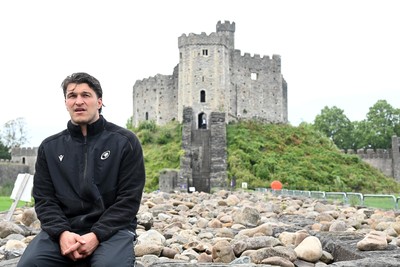290926 - Cardiff Rugby Press Conference - Picture shows Cardiff Rugby player Teddy Williams outside Cardiff Castle in Cardiff, Wales during a press conference ahead of his sides URC match against Zebre