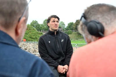 290926 - Cardiff Rugby Press Conference - Picture shows Cardiff Rugby player Teddy Williams outside Cardiff Castle in Cardiff, Wales during a press conference ahead of his sides URC match against Zebre