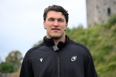 290926 - Cardiff Rugby Press Conference - Picture shows Cardiff Rugby player Teddy Williams outside Cardiff Castle in Cardiff, Wales during a press conference ahead of his sides URC match against Zebre