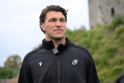 290926 - Cardiff Rugby Press Conference - Picture shows Cardiff Rugby player Teddy Williams outside Cardiff Castle in Cardiff, Wales during a press conference ahead of his sides URC match against Zebre