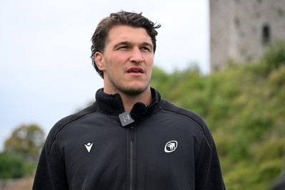 290926 - Cardiff Rugby Press Conference - Picture shows Cardiff Rugby player Teddy Williams outside Cardiff Castle in Cardiff, Wales during a press conference ahead of his sides URC match against Zebre