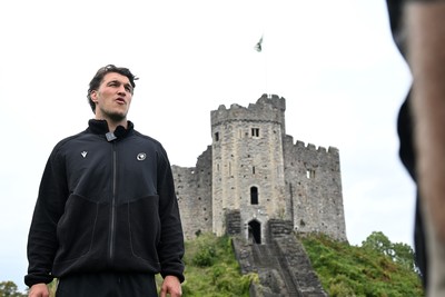290926 - Cardiff Rugby Press Conference - Picture shows Cardiff Rugby player Teddy Williams outside Cardiff Castle in Cardiff, Wales during a press conference ahead of his sides URC match against Zebre