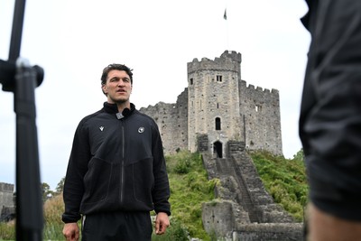 290926 - Cardiff Rugby Press Conference - Picture shows Cardiff Rugby player Teddy Williams outside Cardiff Castle in Cardiff, Wales during a press conference ahead of his sides URC match against Zebre