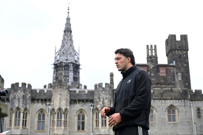 290926 - Cardiff Rugby Press Conference - Picture shows Cardiff Rugby player Teddy Williams outside Cardiff Castle in Cardiff, Wales during a press conference ahead of his sides URC match against Zebre