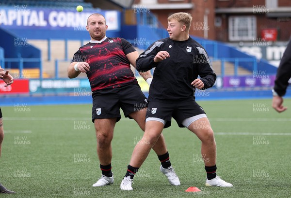 150922 - Cardiff Rugby Training - Dillion Lewis and Rhys Barratt during training ahead of their opening home match against Munster