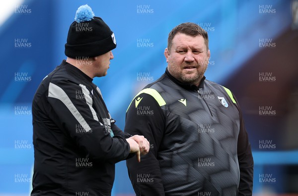 170222 - Cardiff Rugby Training - Head Coach Dai Young during training ahead of their Guinness PRO14 game against Zebre Rugby