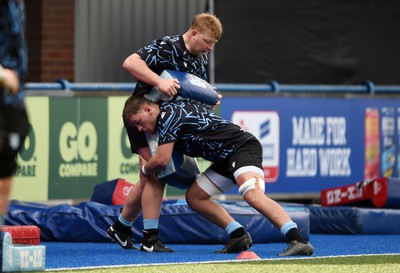 230424 - Cardiff Rugby Training - Rhys Barrett and Alex Mann of Cardiff