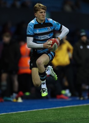 110126 - Cardiff Rugby U18s v Ospreys U18, WRU U18 Regional Age Grade Championship -  Calen Edwards of Cardiff Rugby