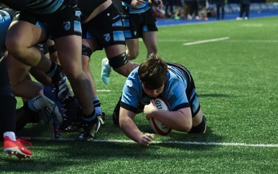 110126 - Cardiff Rugby U18s v Ospreys U18, WRU U18 Regional Age Grade Championship -  Evan Hughes of Cardiff Rugby powers over to score try