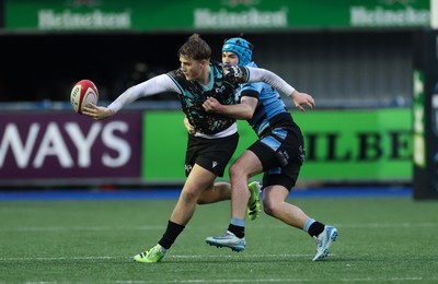 110126 - Cardiff Rugby U18s v Ospreys U18, WRU U18 Regional Age Grade Championship -  Zac Mizen of Ospreys