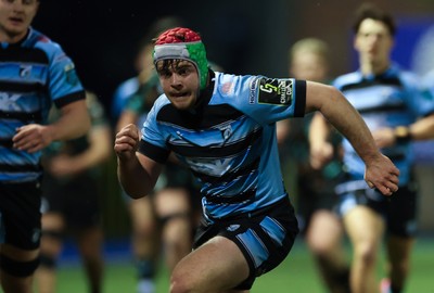 110126 - Cardiff Rugby U18s v Ospreys U18, WRU U18 Regional Age Grade Championship -  Alfie Prygodzicz of Cardiff Rugby