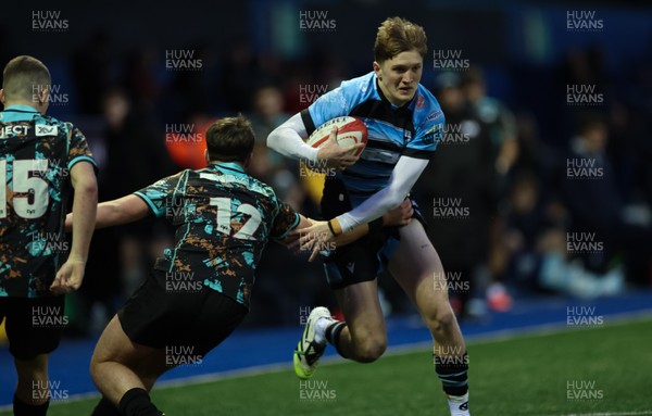 110126 - Cardiff Rugby U18s v Ospreys U18, WRU U18 Regional Age Grade Championship -  Calen Edwards of Cardiff Rugby breaks for the line