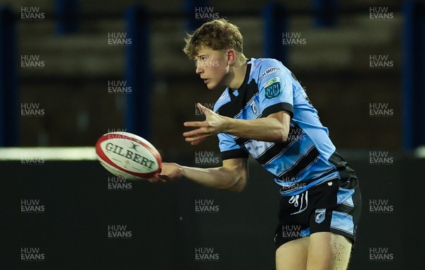 110126 - Cardiff Rugby U18s v Ospreys U18, WRU U18 Regional Age Grade Championship -  Fin Britton of Cardiff Rugby