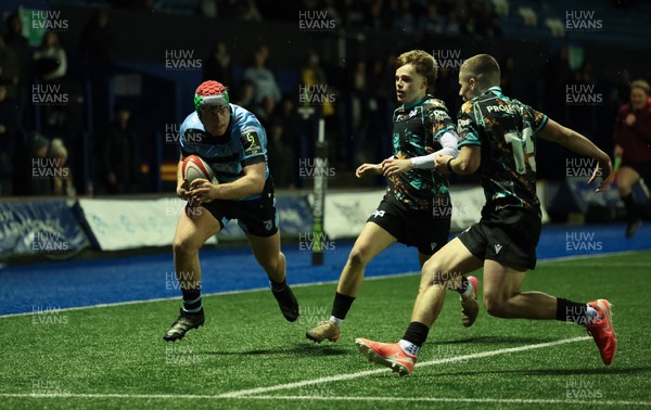 110126 - Cardiff Rugby U18s v Ospreys U18, WRU U18 Regional Age Grade Championship -  Alfie Prygodzicz of Cardiff Rugby