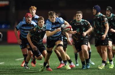 120226 - Cardiff Rugby U18 v Ospreys U18, WRU Regional Age Grade Championship Final - Lucca Alexander-White of Cardiff breaks away
