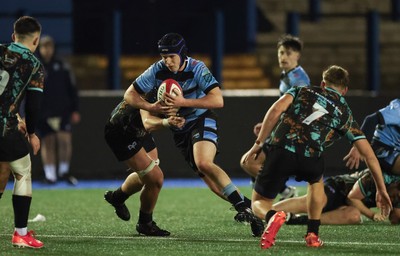 120226 - Cardiff Rugby U18 v Ospreys U18, WRU Regional Age Grade Championship Final - Owen Lewis of Cardiff attacks