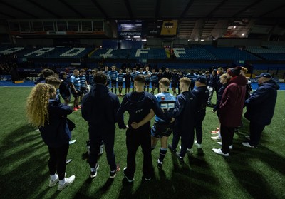 120226 - Cardiff Rugby U18 v Ospreys U18, WRU Regional Age Grade Championship Final - The Cardiff team at the end of the match
