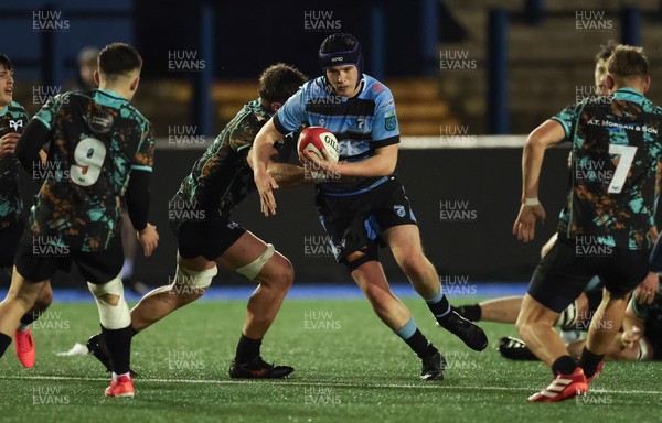120226 - Cardiff Rugby U18 v Ospreys U18, WRU Regional Age Grade Championship Final - Owen Lewis of Cardiff attacks