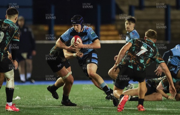 120226 - Cardiff Rugby U18 v Ospreys U18, WRU Regional Age Grade Championship Final - Owen Lewis of Cardiff attacks