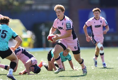 230826 - Cardiff Rugby U18 v Ospreys U18, WRU Regional Age Grade Championship - Iestyn Stephens of Cardiff Rugby looks for support