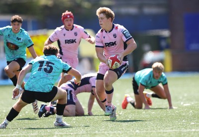 230826 - Cardiff Rugby U18 v Ospreys U18, WRU Regional Age Grade Championship - Iestyn Stephens of Cardiff Rugby looks for support