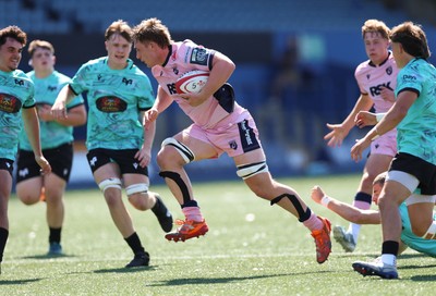 230826 - Cardiff Rugby U18 v Ospreys U18, WRU Regional Age Grade Championship - Liam Williams of Cardiff Rugby charges for the line