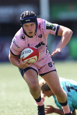 230826 - Cardiff Rugby U18 v Ospreys U18, WRU Regional Age Grade Championship - Owen Lewis of Cardiff Rugby breaks away