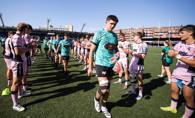 230826 - Cardiff Rugby U18 v Ospreys U18, WRU Regional Age Grade Championship - Ospreys are applauded off the pitch by the Cardiff team