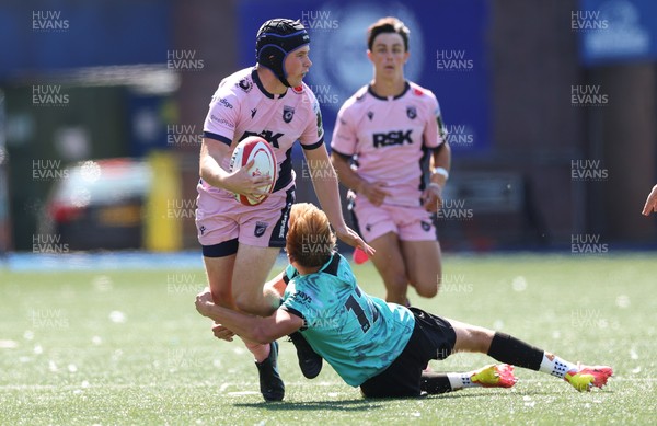 230826 - Cardiff Rugby U18 v Ospreys U18, WRU Regional Age Grade Championship - Owen Lewis of Cardiff Rugby breaks away