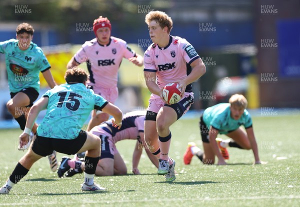 230826 - Cardiff Rugby U18 v Ospreys U18, WRU Regional Age Grade Championship - Iestyn Stephens of Cardiff Rugby looks for support