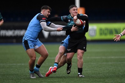 230225 - Cardiff Rugby U18s v Ospreys U18s - Regional Age-Grade Championship finals - Logan Jones of Ospreys U18s 