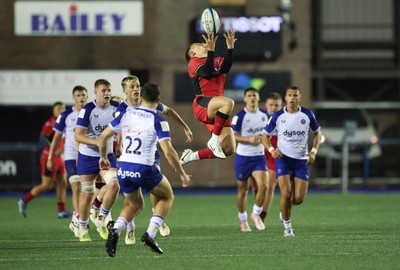 060924 - Cardiff Rugby v Bath Rugby, Pre-season Friendly - Cam Winnett of Cardiff Rugby takes the high ball