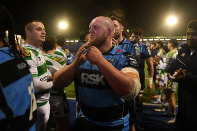 240126 - Cardiff Rugby v Benetton Rugby - United Rugby Championship - Corey Domachowski of Cardiff Rugby at full time