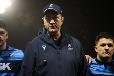 240126 - Cardiff Rugby v Benetton Rugby - United Rugby Championship - Cardiff interim head coach, Corniel Van Zyl at full time