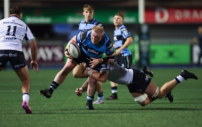 111025 - Cardiff Rugby v Connacht Rugby, United Rugby Championship - Keiron Assiratti of Cardiff Rugby looks to breakaway