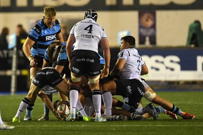 111025 - Cardiff Rugby v Connacht - United Rugby Championship - Josh McNally of Cardiff Rugby celebrates after winning his side a penalty