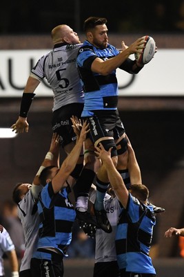 111025 - Cardiff Rugby v Connacht - United Rugby Championship - George Nott of Cardiff Rugby wins the line-out
