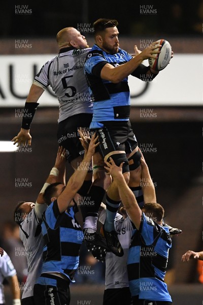 111025 - Cardiff Rugby v Connacht - United Rugby Championship - George Nott of Cardiff Rugby wins the line-out