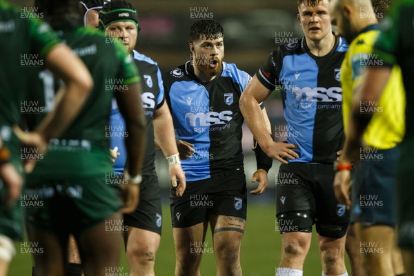 170224 - Cardiff Rugby v Connacht - United Rugby Championship - Efan Daniel of Cardiff encourages his team