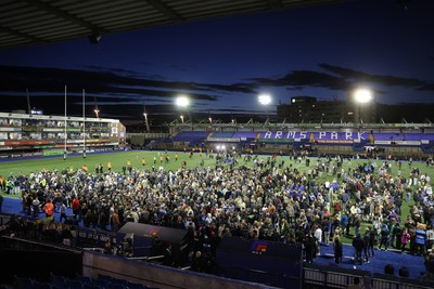 150526 - Cardiff Rugby v DHL Stormers - United Rugby Championship - Fans on the field at full time
