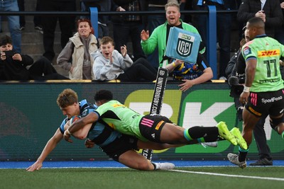 150526 - Cardiff Rugby v DHL Stormers - United Rugby Championship - Jacob Beetham of Cardiff Rugby scores a try