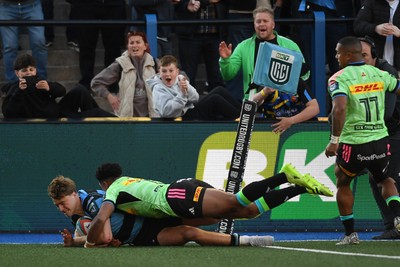 150526 - Cardiff Rugby v DHL Stormers - United Rugby Championship - Jacob Beetham of Cardiff Rugby scores a try