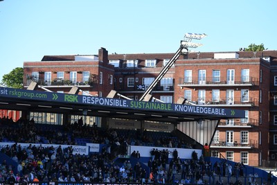 150526 - Cardiff Rugby v DHL Stormers - United Rugby Championship - A skull and bones flag above the stadium