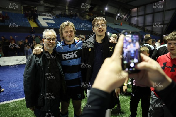 150526 - Cardiff Rugby v DHL Stormers - United Rugby Championship - Dan Thomas of Cardiff with fans at full time