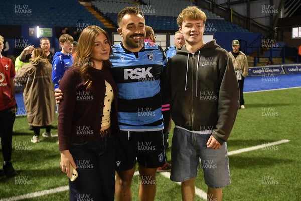 150526 - Cardiff Rugby v DHL Stormers - United Rugby Championship - Liam Belcher of Cardiff Rugby with fans at full time